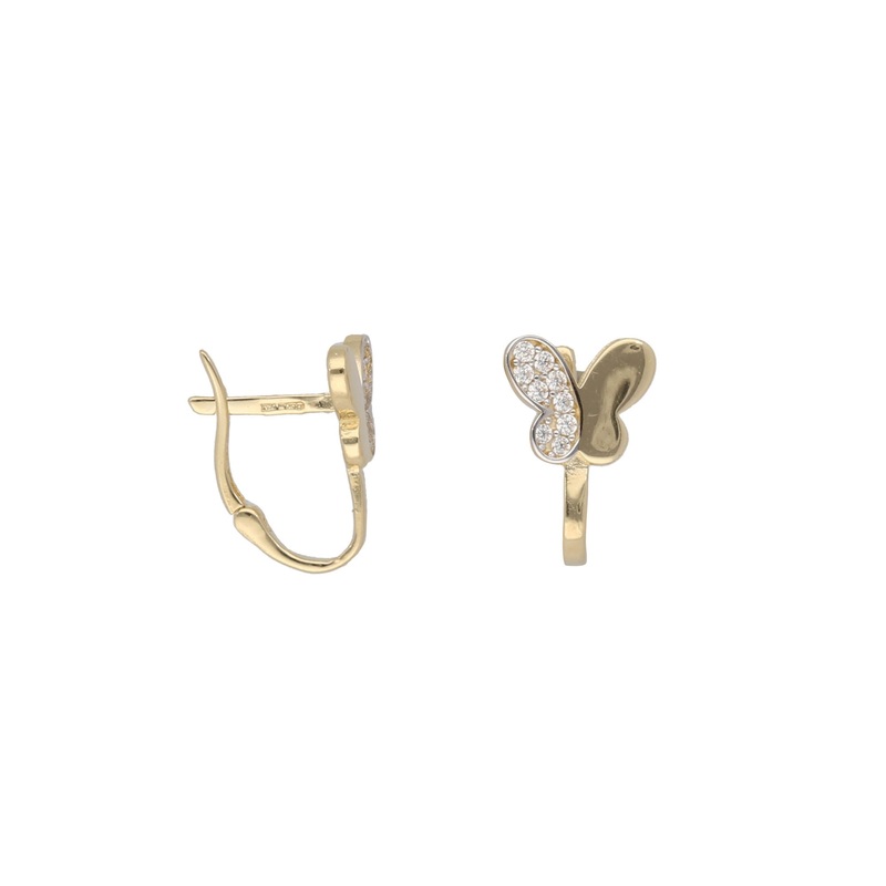 New 14ct Gold Cubic Zirconia Butterfly Kids Earrings – 13mm