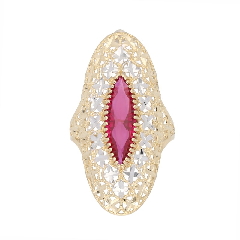 New 14ct Gold Red Stone Dress/Cocktail Ring
