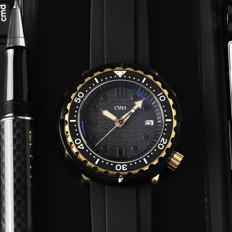 Tidal Sentinel – CWH Special Custom Black Rubber Strap Men Watch CH-MOD-M35