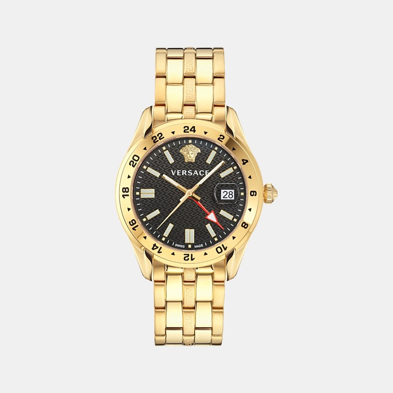 Versace Men Quartz Black Dial Analog Stainless Steel Watch VE7C00723