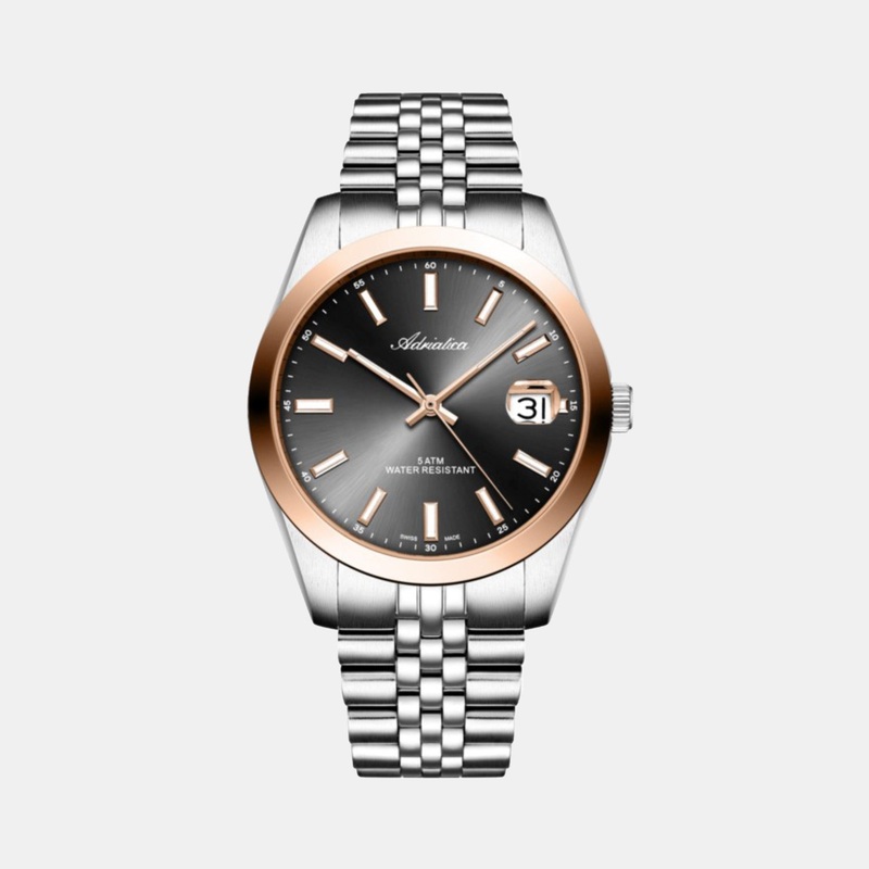 Adriatica Men Quartz Gun Dial Analog Stainless Steel Watch A1299.R117Q