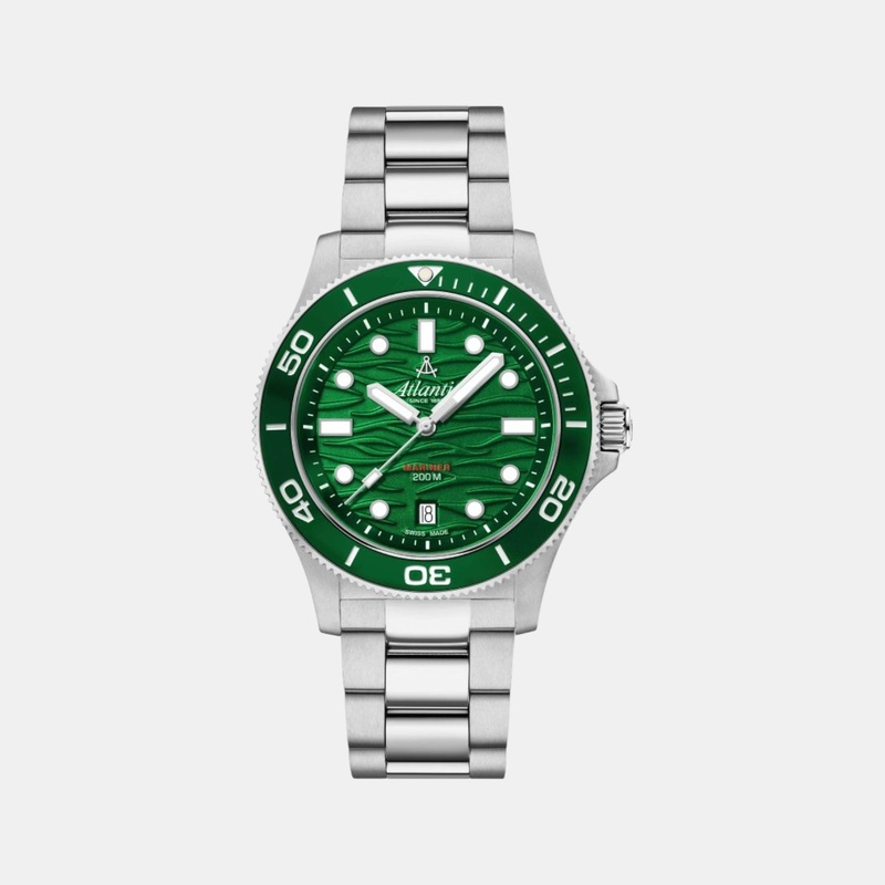 Atlantic Mariner Men Quartz Green Dial Analog Stainless Steel Watch 81376.41.79