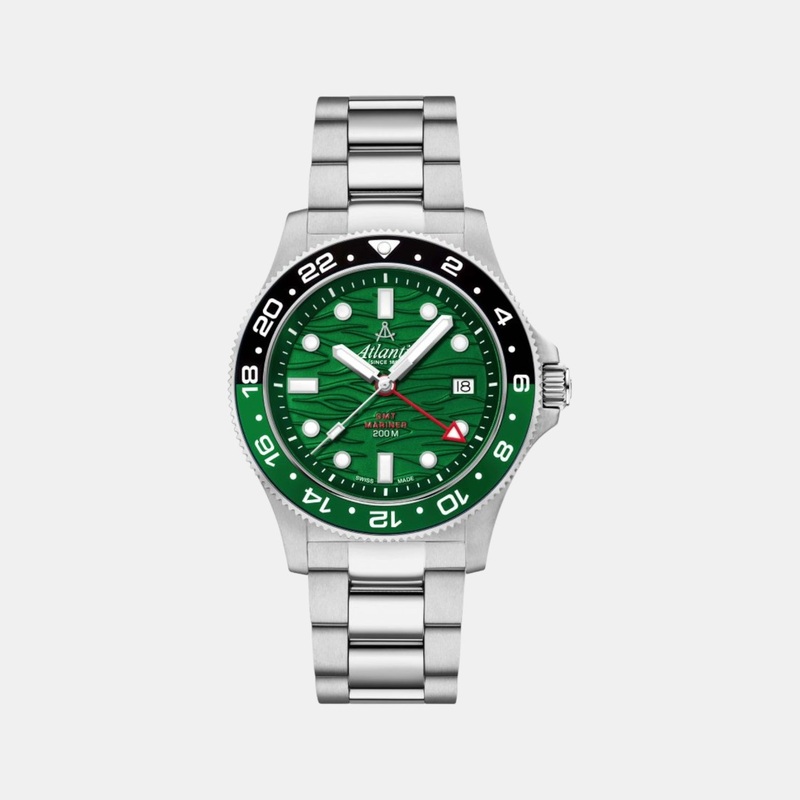 Atlantic Mariner Men Quartz Green Dial Analog Stainless Steel Watch 81576.41.79GMT