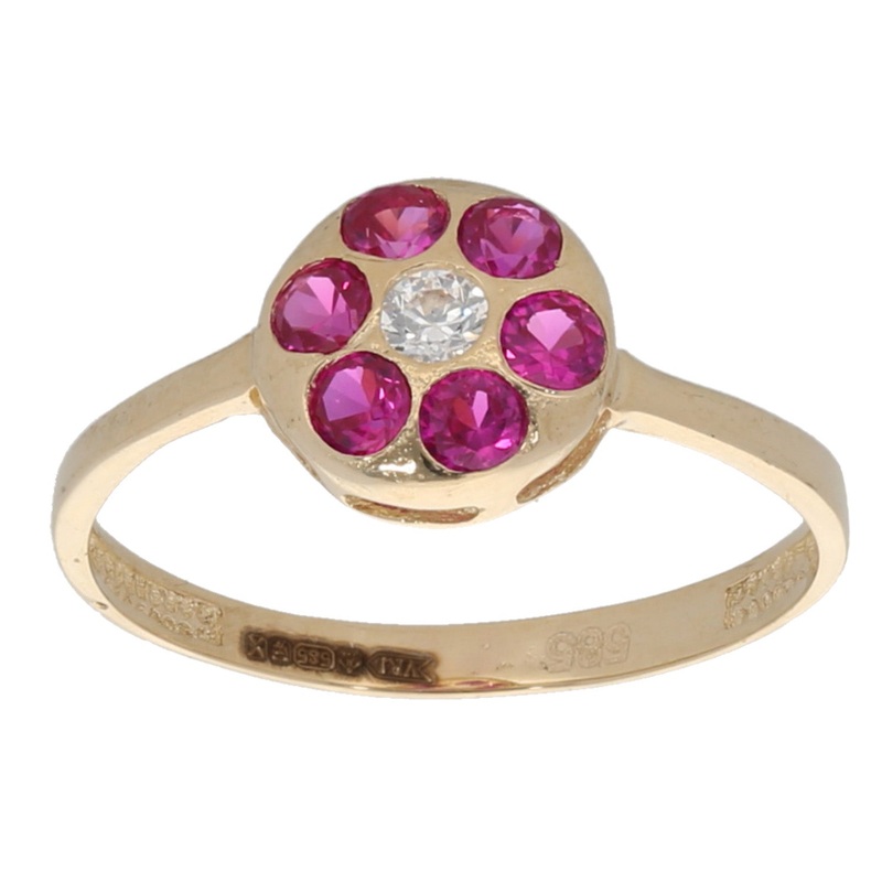 New 14ct Gold Cluster Cubic Zirconia Kids Ring