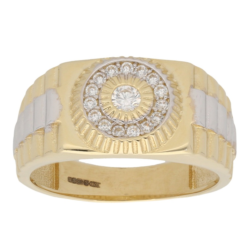 New 14ct Gold Cubic Zirconia Signet Ring