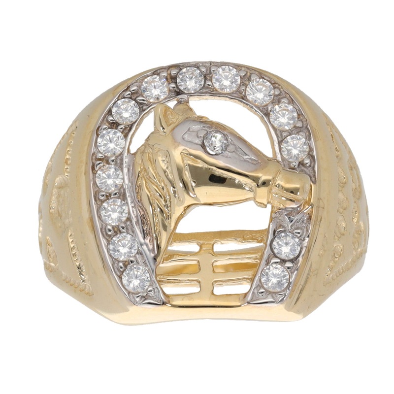 New 9ct Gold Cubic Zirconia Horseshoe Ring