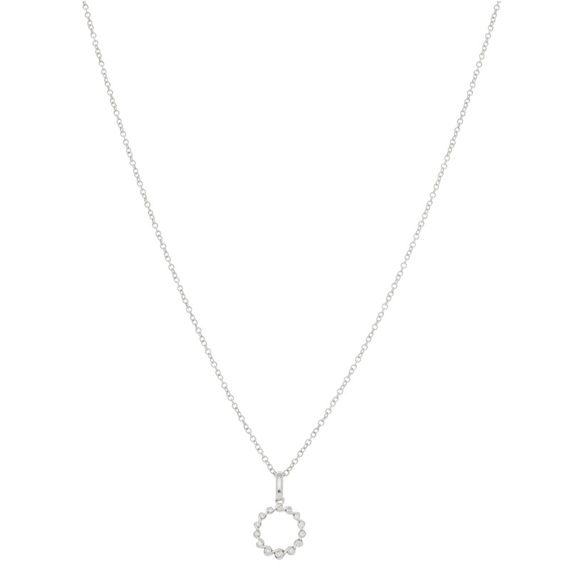 New 9ct White Gold Diamond Ribbon Pendant With Chain