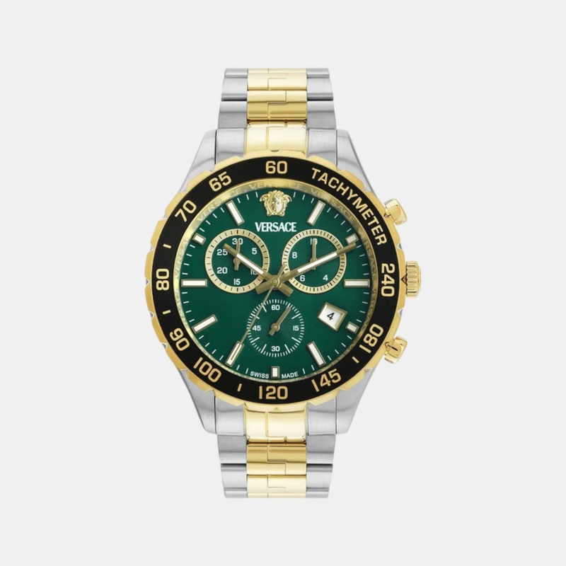Versace Men Quartz Green Dial Chronograph Stainless Steel Watch VEPCA0524