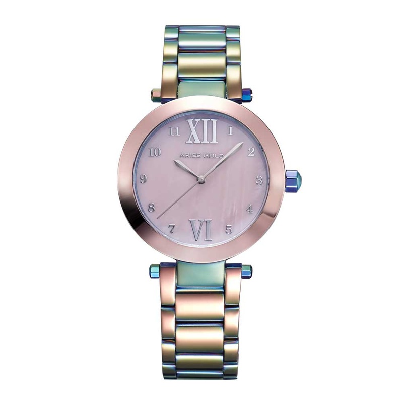 ARIES GOLD ENCHANT RAINBOW STAINLESS STEEL L 5011 RB-PKMOP WOMEN’S WATCH