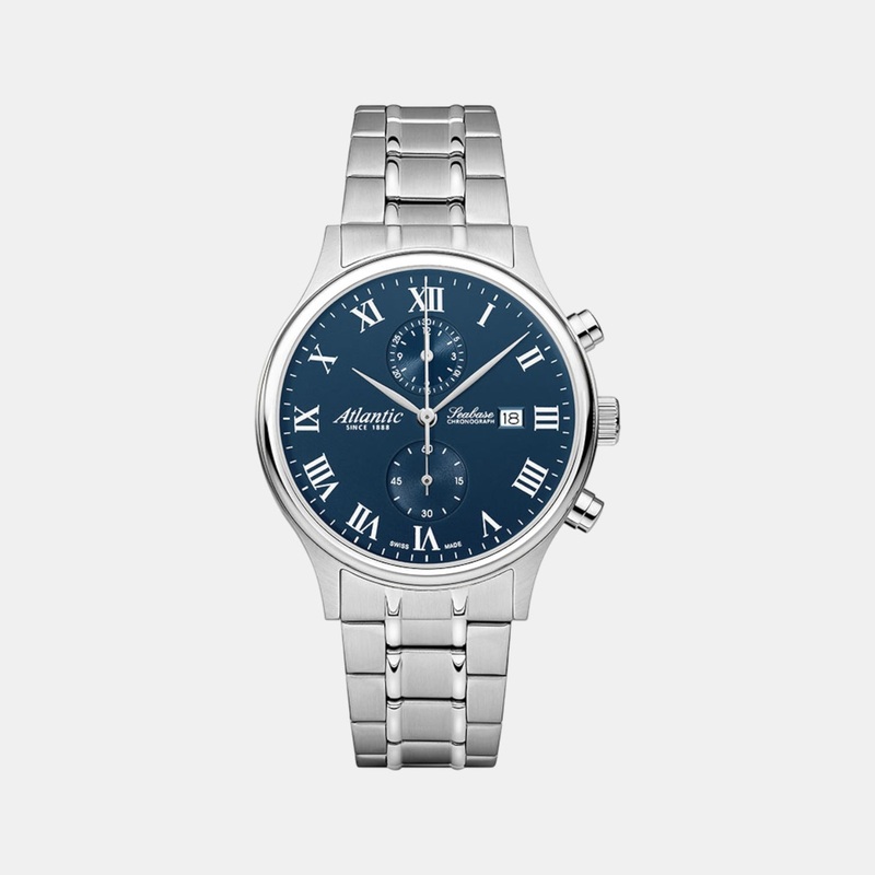 Atlantic Men Quartz Blue Dial Chronograph Stainless Steel Watch 64457.41.58
