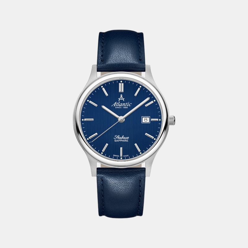 Atlantic Seabase Men Quartz Blue Dial Analog Leather Watch 60343.41.51