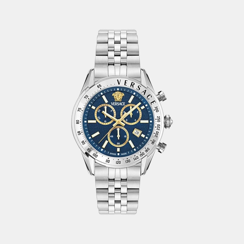 Versace Men Quartz Blue Dial Chronograph Stainless Steel Watch VE8R00324