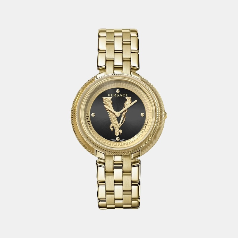 Versace Women Quartz Black Dial Analog Stainless Steel Watch VE2CA0723