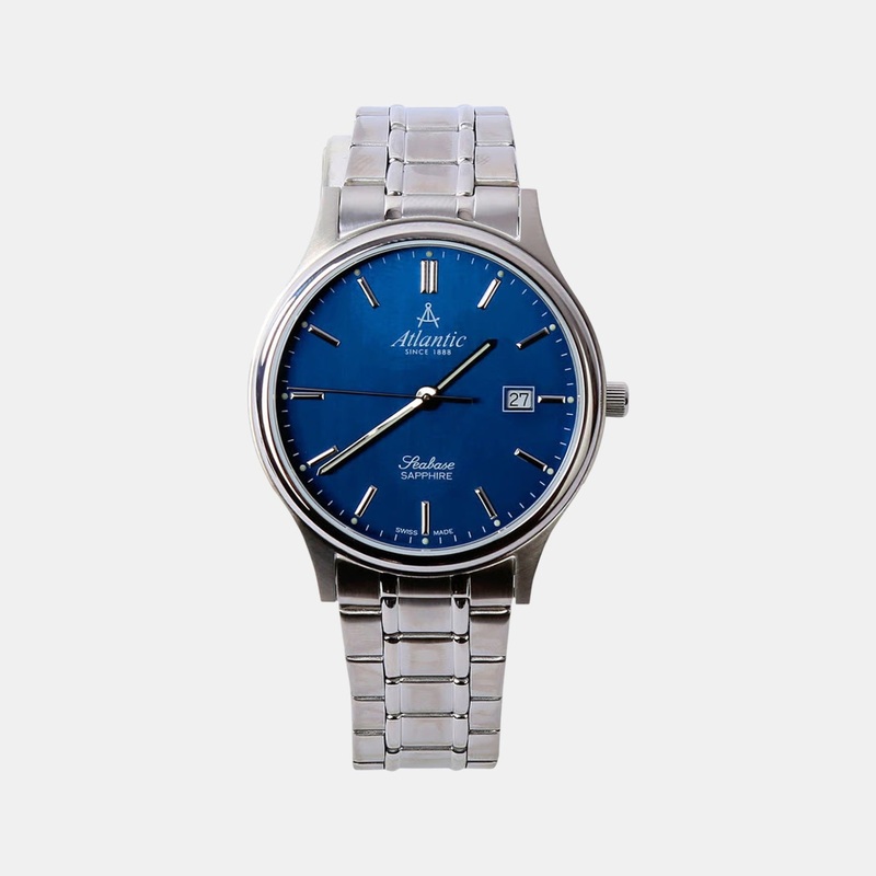 Atlantic Seabase Men Quartz Blue Dial Analog Stainless Steel Watch 60348.41.51