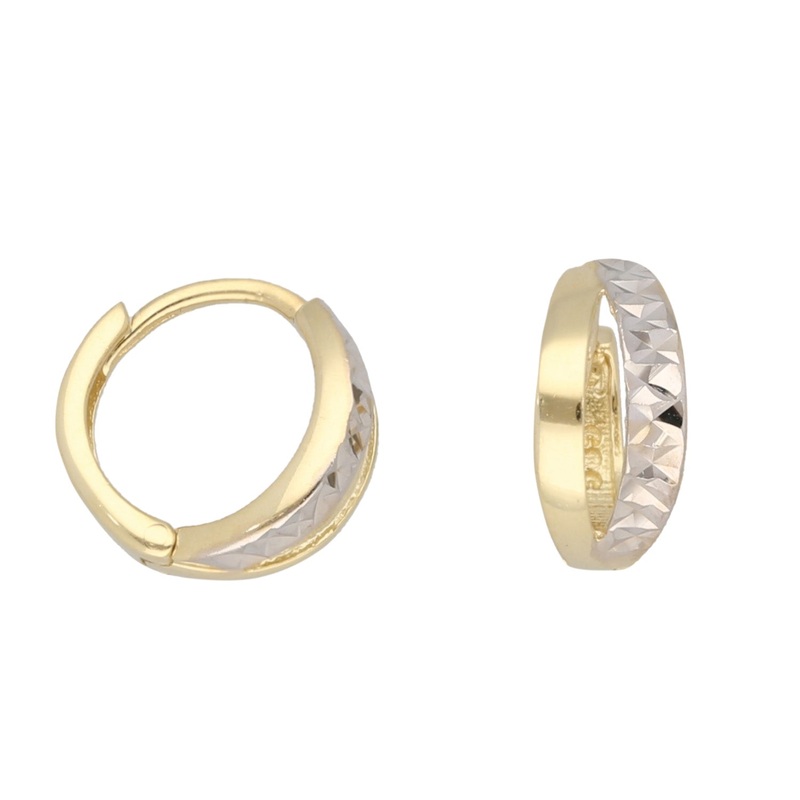 New 14ct Bi-Colour Gold Double Hoop Earrings
