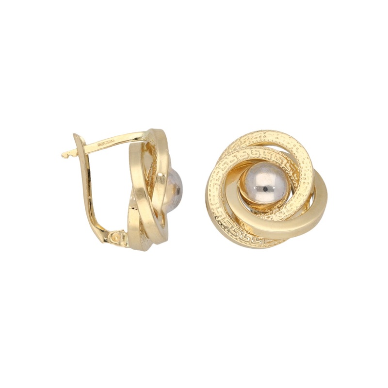 New 14ct Bi-Colour Gold Spiral Ball Earrings