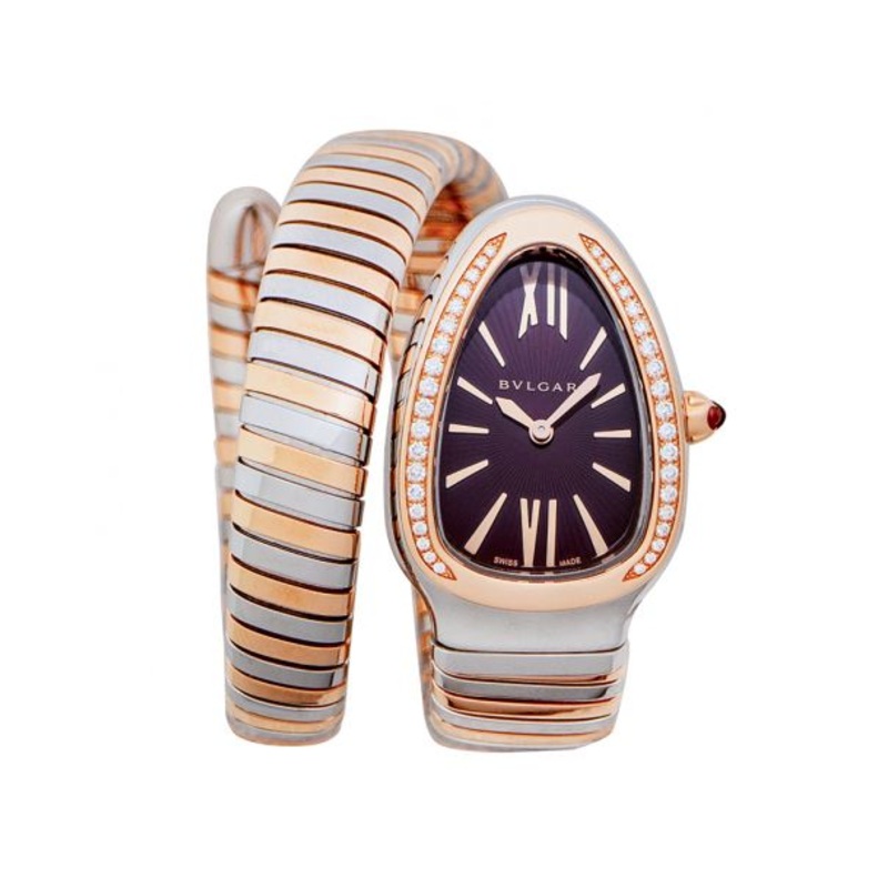 Serpenti Quartz Violet Dial Diamond Bezel Ladies Watch