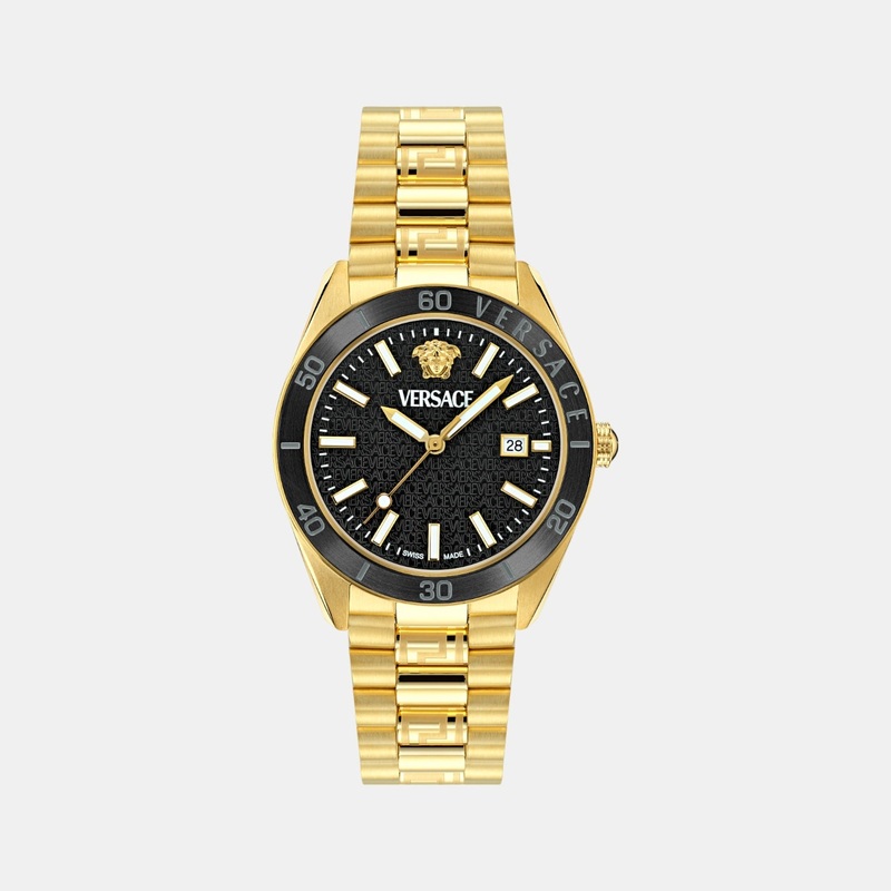 Versace Men Quartz Black Dial Analog Stainless Steel Watch VE8E00624