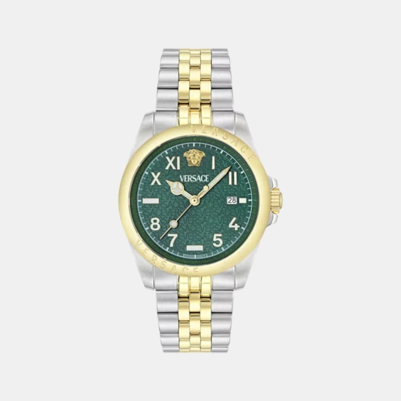 Versace Men Quartz Green Dial Analog Stainless Steel Watch VE9H00524