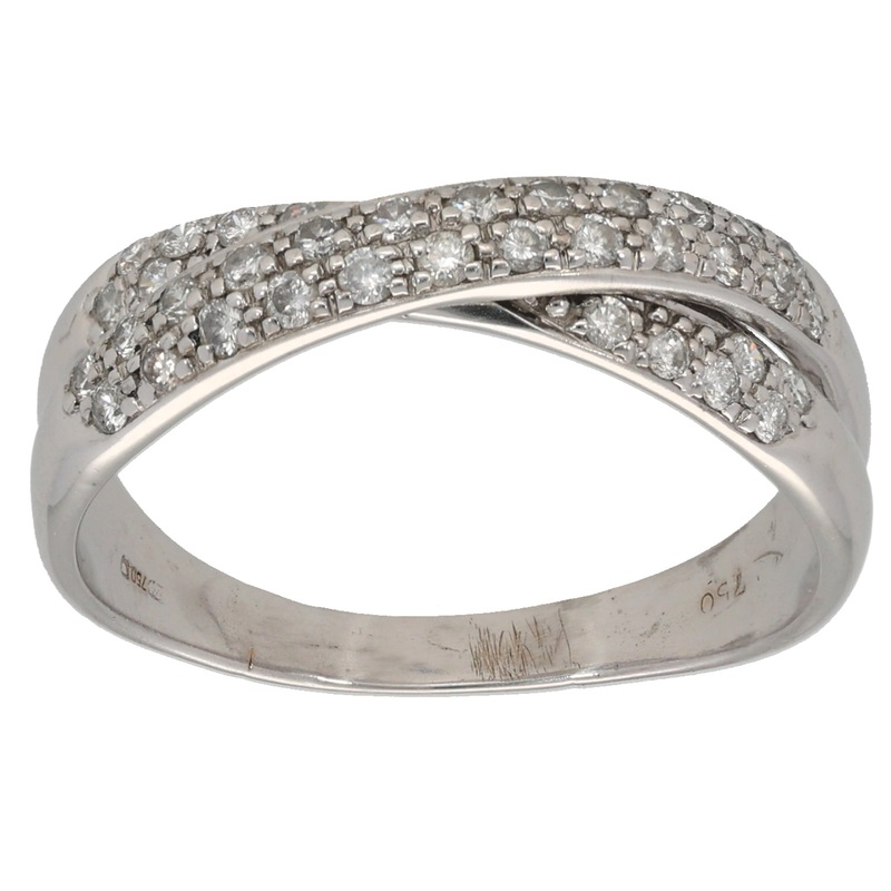 18ct White Gold 0.36ct Diamond Dress/Cocktail Ring Size T