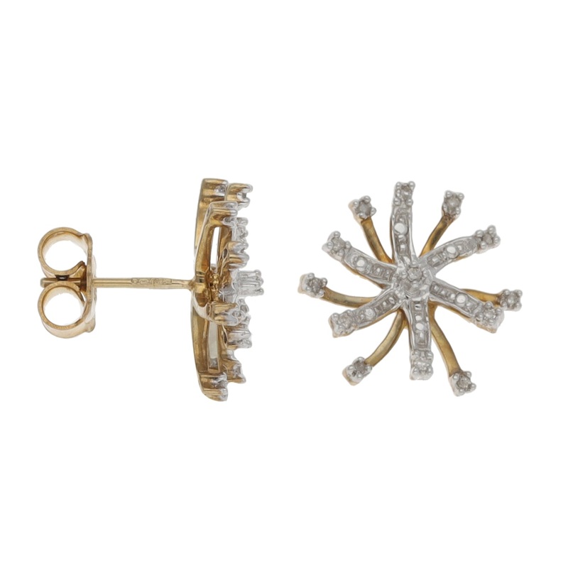 9ct Bi-Colour Gold 0.13ct Diamond Alternative Earrings
