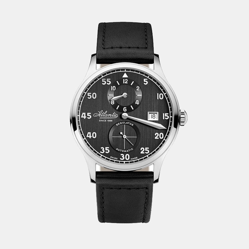 Atlantic Men Automatic Black Dial Analog Leather Watch 53781.41.63