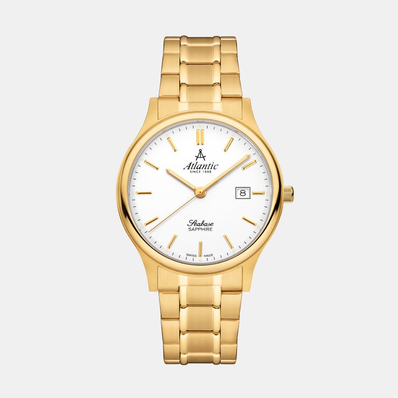Atlantic Men Quartz White Dial Analog Stainless Steel Watch 60348.45.11
