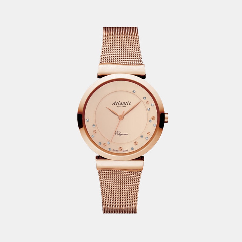 Atlantic Women Quartz Copper Dial Analog Mesh Watch 29039.44.79MB