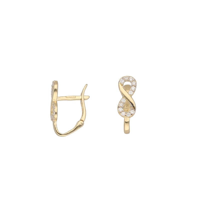 New 14ct Gold Cubic Zirconia Infinity Kids Earrings – 14.5mm