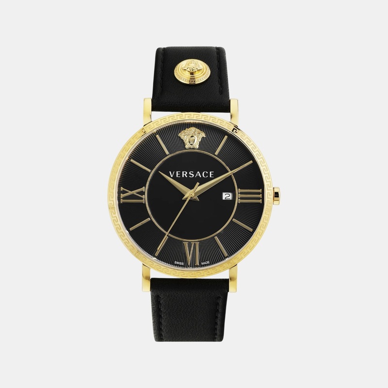 Versace Men Quartz Black Dial Analog Leather Watch VENCA0124