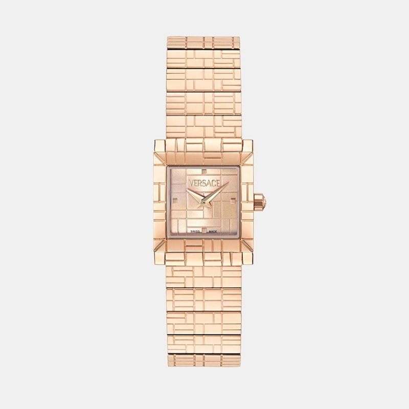 Versace Women Quartz Rose Gold Dial Analog Stainless Steel Watch VE9B00224