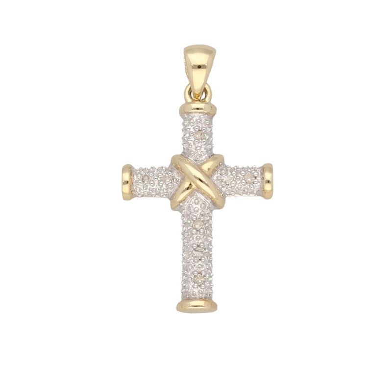 New 9ct 0.04ct Diamond Cross Pendant