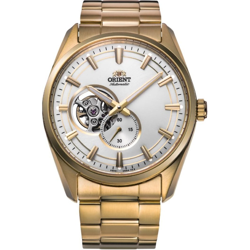 Orient Semi Skeleton Gold Stainless Steel Strap Men Watch RA-AR0007S10B