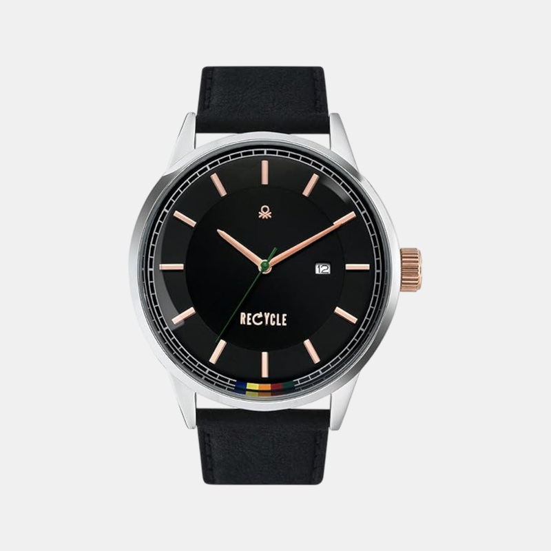 UCB Social Men Quartz Black Dial Analog Leather Watch UWUCG0101