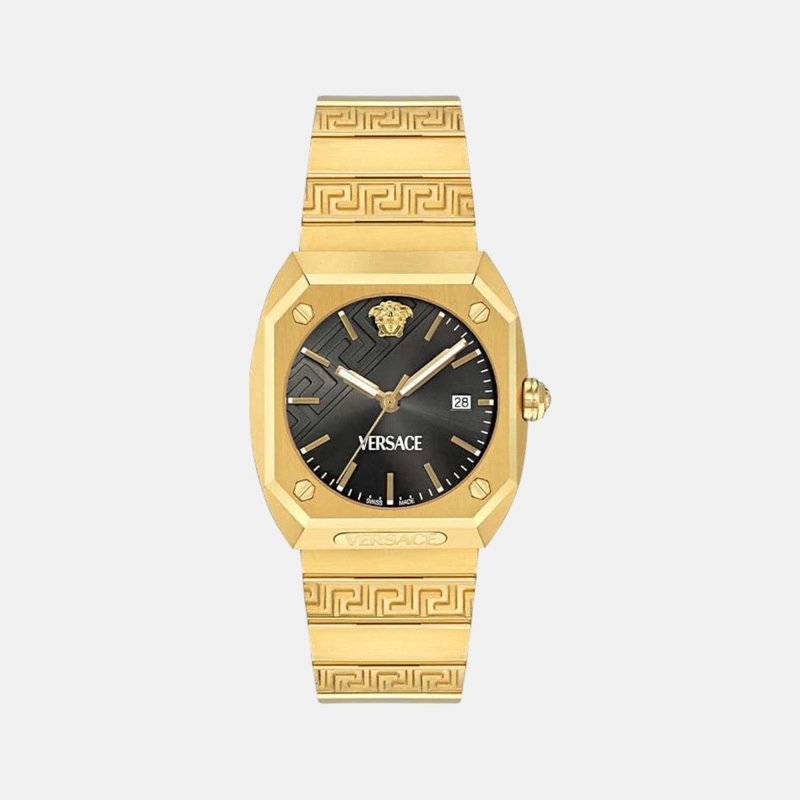 Versace Men Quartz Black Dial Analog Stainless Steel Watch VE8F00424