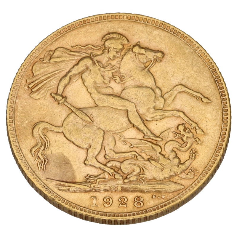 22ct Gold King George V Full Sovereign Coin 1928