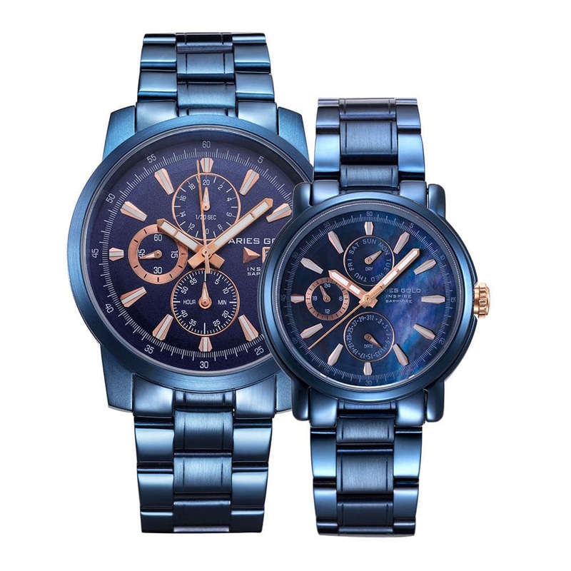 ARIES GOLD INSPIRE CONTENDER G 7301 BU-BURG & B 7302 BU-BURG COUPLE’S WATCHES