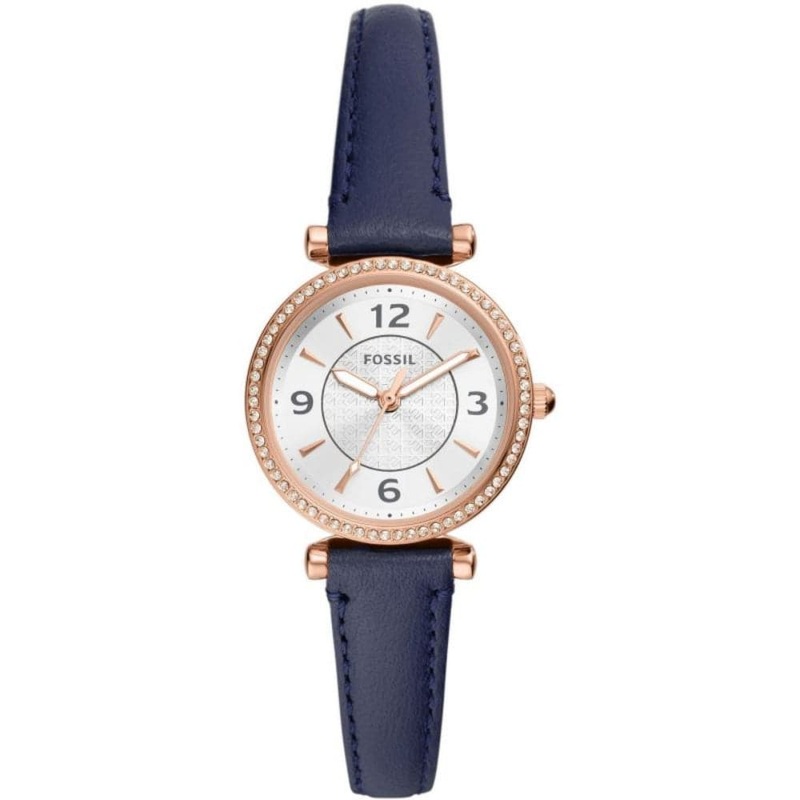 Fossil Carlie Navy Blue Leather Strap Women Watch ES5295