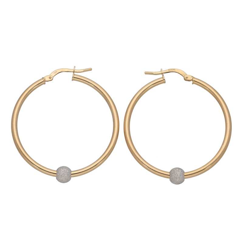 New 9ct Gold Glitter Ball Hoop Earrings
