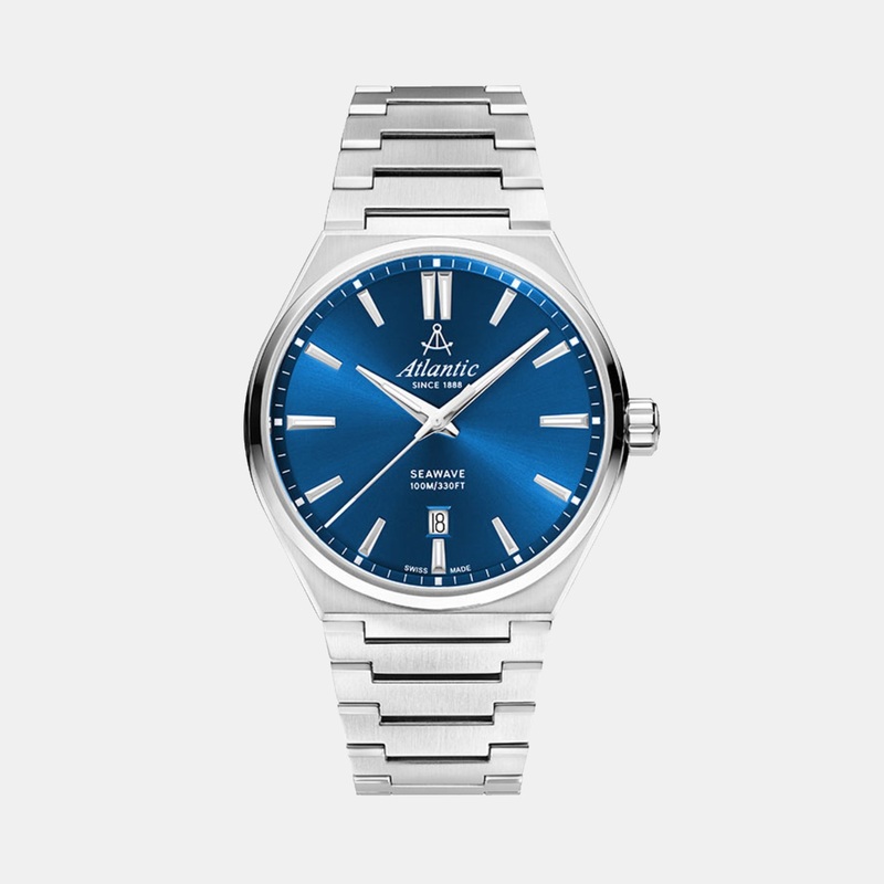 Atlantic Men Quartz Blue Dial Analog Stainless Steel Watch 58366.41.51
