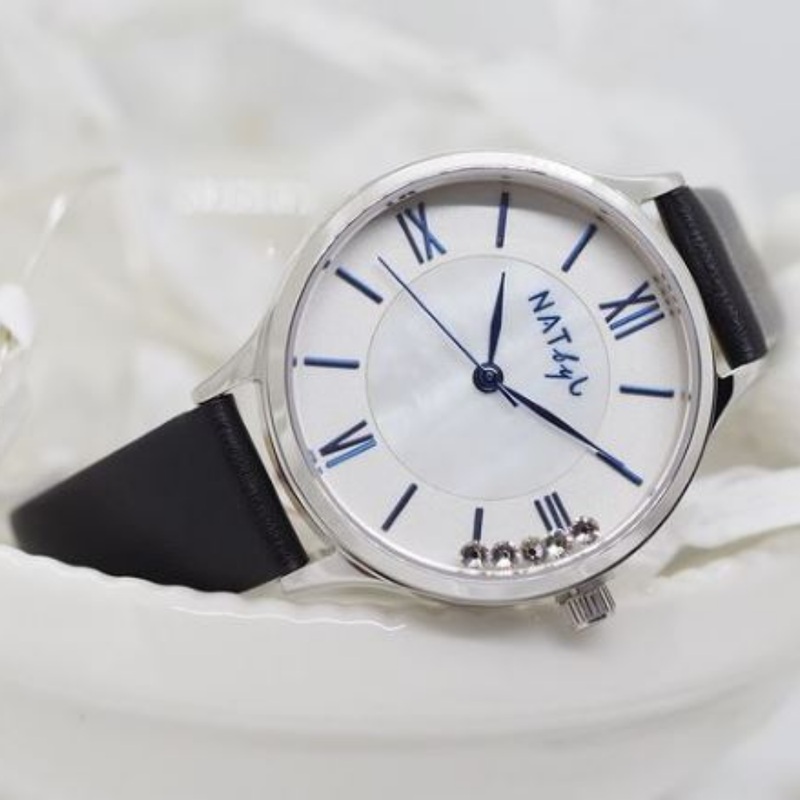 Natbyj Stargaze White Dial Black Leather Strap Women Watch NAT0901