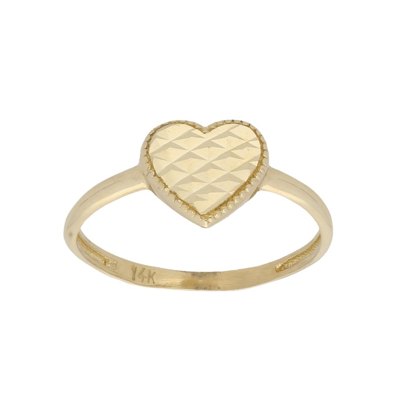 New 14ct Gold Patterned Heart Ring