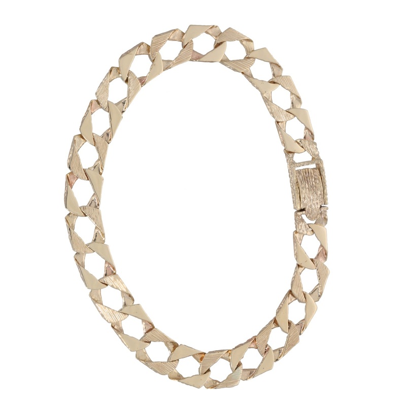 New 9ct Gold Patterned Curb Bracelet
