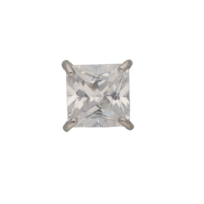 New 9ct White Gold Cubic Zirconia Square Stud Earring