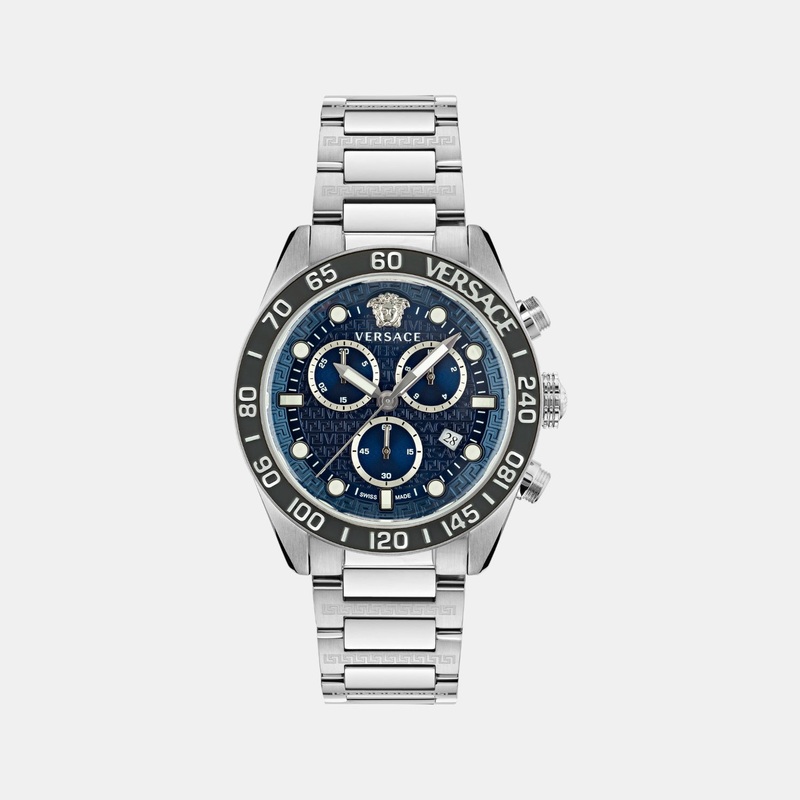 Versace Men Quartz Blue Dial Chronograph Stainless Steel Watch VE6K00323