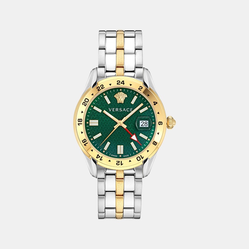 Versace Men Quartz Green Dial Analog Stainless Steel Watch VE7C00623