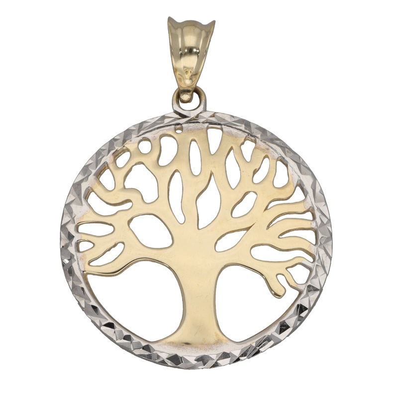 New 9ct Bi-Colour Gold Tree Of Life Pendant