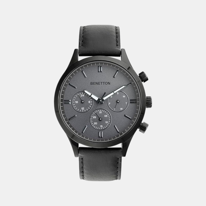 UCB Signature Men Quartz Grey Dial Multi-Function Leather Watch UWUCG0005