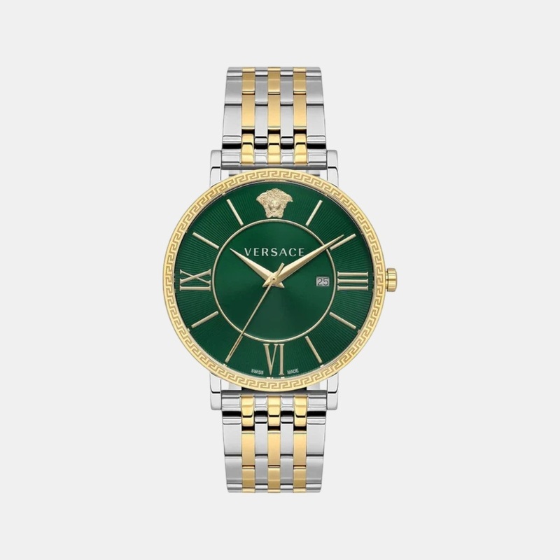 Versace Men Quartz Green Dial Analog Stainless Steel Watch VENCA0224
