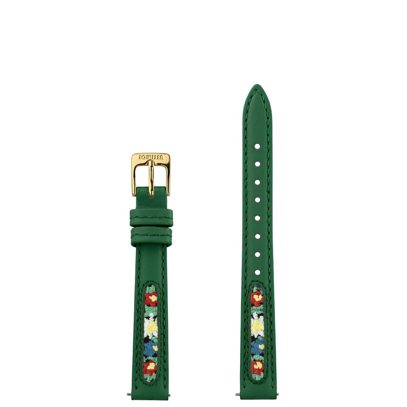 Leather Watch Band with Swiss Flower Embroidery E3.1500.S